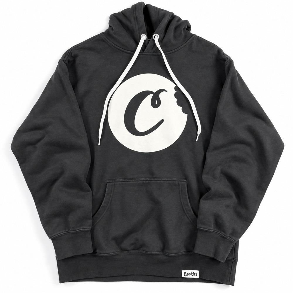 Cookies Mens Black Pullover Hoodie Big C Logo Graphic Streetwear Sweatshirt